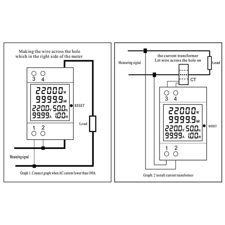 SINOTIMER SDM009 Din Rail Single-Phase Voltage Current Frequency Power Factor Electricity Multifunctional Meter, Model: AC250-450V External - free shipping - PMC TechLife - Order now!