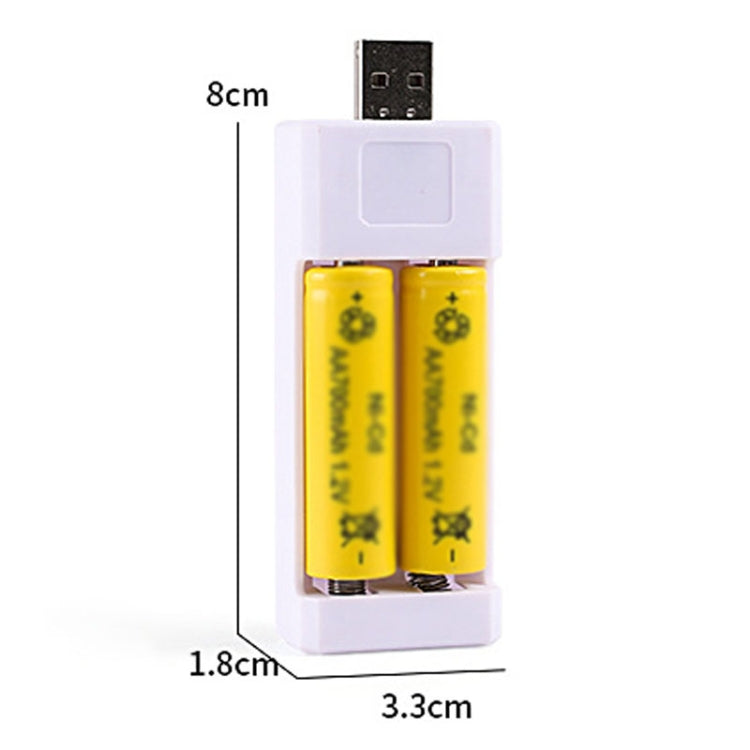 Directly Inserted 2 Slots USB AA / AAA Rechargeable Battery Charger - Charger & Converter by PMC Jewellery | Online Shopping South Africa | PMC Jewellery