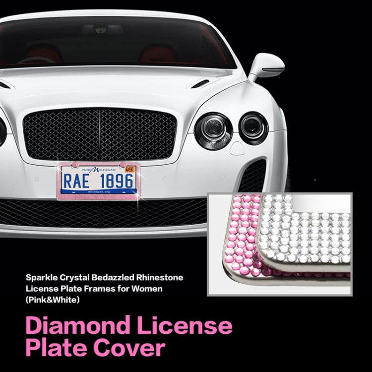 US Standard Stainless Steel License Plate Modified Frame With Diamonds, Color: Round Hole White Diamond - License Plate Covers & Frames by PMC TechLife | Online Shopping South Africa | PMC TechLife | Buy Now Pay Later Mobicred