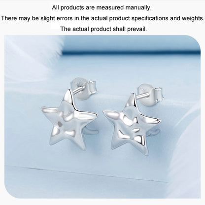 S925 Sterling Silver Pleated Texture Five-pointed Star Women Earrings(BSE965) - Stud Earrings & Earrings by PMC Jewellery | Online Shopping South Africa | PMC Jewellery