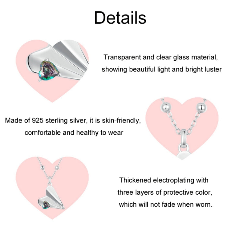 S925 Sterling Silver Paper Airplane Necklace Valentine Day Platinum-plated Jewelry(SCN516) - Necklaces & Pendants by PMC Jewellery | Online Shopping South Africa | PMC Jewellery