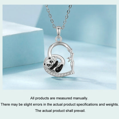 S925 Sterling Silver Platinum Plated Love Panda Necklace(SCN515) - Necklaces & Pendants by PMC Jewellery | Online Shopping South Africa | PMC Jewellery