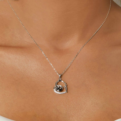 S925 Sterling Silver Platinum Plated Love Panda Necklace(SCN515) - Necklaces & Pendants by PMC Jewellery | Online Shopping South Africa | PMC Jewellery