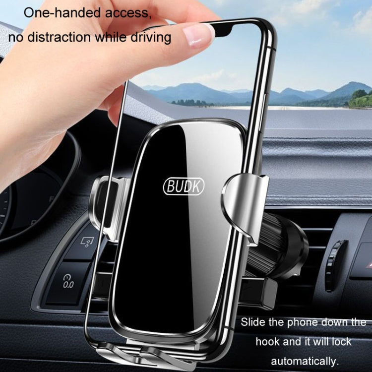 BUDK Anti-shake Car Phone Bracket Car Navigation Air Vent Fixed Gravity Support Stand(Black) - Car Holders by BUDK | Online Shopping South Africa | PMC Jewellery | Buy Now Pay Later Mobicred