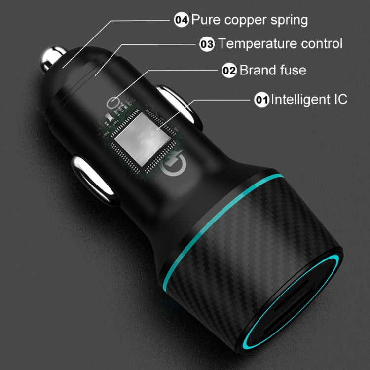QIAKEY Dual Fast Charging Charger One To Two Cigarette Lighter, Size: TH215 43W(Black) - Car Charger by QIAKEY | Online Shopping South Africa | PMC Jewellery | Buy Now Pay Later Mobicred