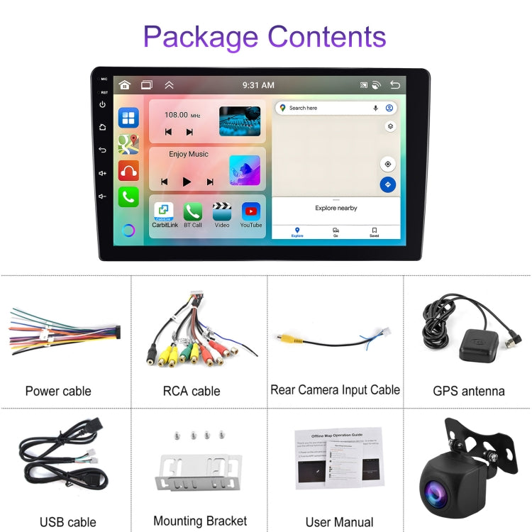 9 inch 6+128G Android Universal HD Large Screen Car Bluetooth Player Android GPS Navigation Integrated Machine(Standard+AHD Camera) - Car MP3 & MP4 & MP5 by PMC TechLife | Online Shopping South Africa | PMC TechLife | Buy Now Pay Later Mobicred