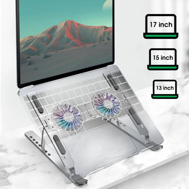 C9 Pro RGB Ambient Light Foldable Fan Cooling Laptop Aluminum Alloy Heightening Stand, Color: Gray - Laptop Stand by PMC Jewellery | Online Shopping South Africa | PMC Jewellery | Buy Now Pay Later Mobicred