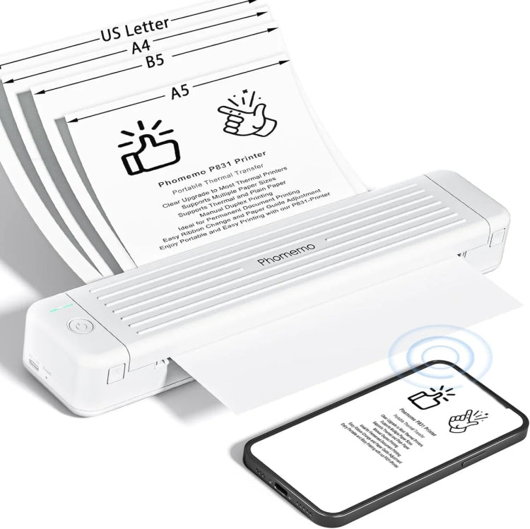 Phomemo P831 Bluetooth Portable Thermal Transfer Printer Support A4 / Letter / A5 / B5 Plain Paper Printing(Black) - free shipping - PMC TechLife - Order now!