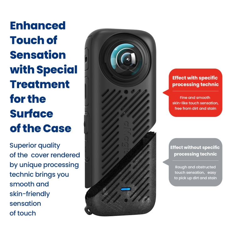 For Insta360 X4 AMagisn Silicone Protective Cover Lens Cover Black - Case & Bags by aMagisn | Online Shopping South Africa | PMC Jewellery | Buy Now Pay Later Mobicred