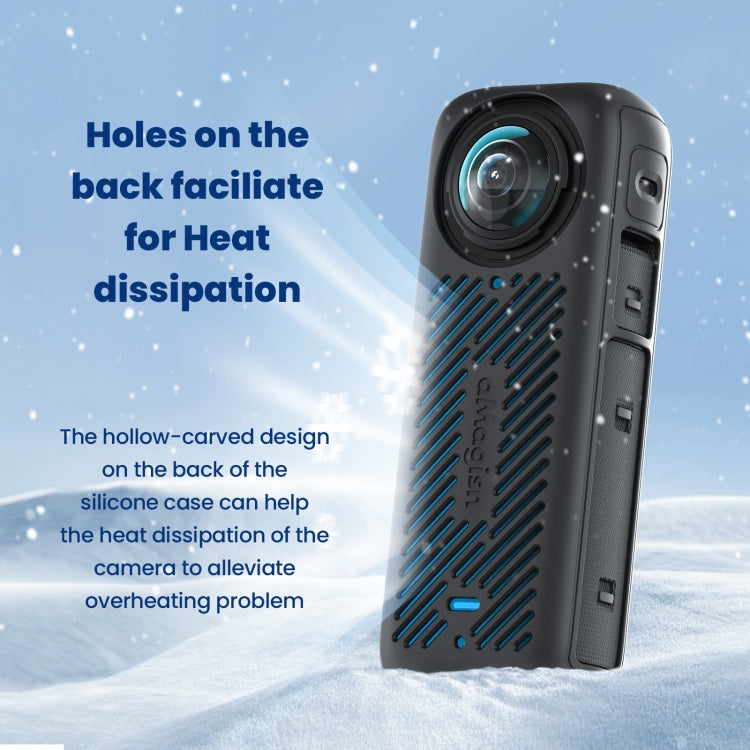 For Insta360 X4 AMagisn Silicone Protective Cover Body Case + Lens Cover Gray - Case & Bags by aMagisn | Online Shopping South Africa | PMC TechLife | Buy Now Pay Later Mobicred