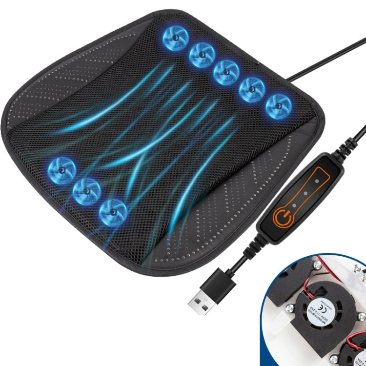 Car USB Summer Cool Ventilated Breathable Seat Cushion(Black 8 Sets Fan) - Seat Accessories by PMC TechLife | Online Shopping South Africa | PMC TechLife | Buy Now Pay Later Mobicred