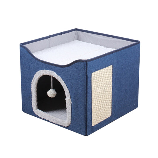 Multifunctional Sisal Cats Scratching Board Foldable Pet Bed(Navy Blue) - Beds by PMC Jewellery | Online Shopping South Africa | PMC Jewellery | Buy Now Pay Later Mobicred