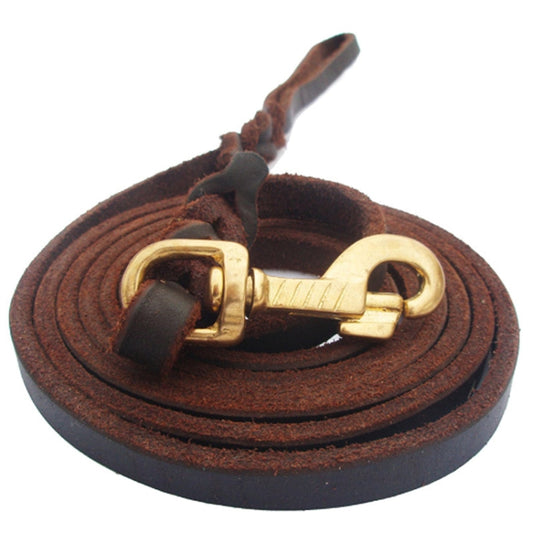 1.2 x 150cm Pet Outing Cowhide Towing Leash Dog Training Harness(Bronze Hook) - Leashes & Chest Strap by PMC Jewellery | Online Shopping South Africa | PMC Jewellery | Buy Now Pay Later Mobicred