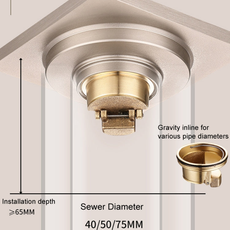 All Copper Brushed Anti-Odor Floor Drain Gravity Copper Core Bathroom Floor Drain, Specification: Square Fine Sculpture Dual Use - Drain Strainers by PMc TechLife | Online Shopping South Africa | PMc TechLife | Buy Now Pay Later Mobicred
