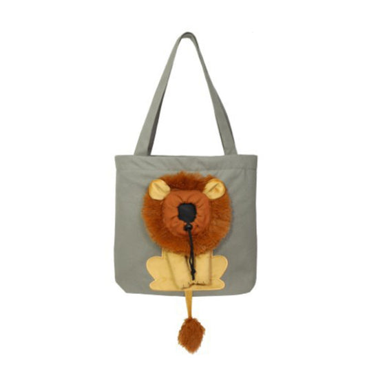 Canvas Expandable Little Lion Shape Cat Bag Small Dog Handbag, Size: Large (Dark Gray) - Pet Bags by PMC Jewellery | Online Shopping South Africa | PMC Jewellery | Buy Now Pay Later Mobicred