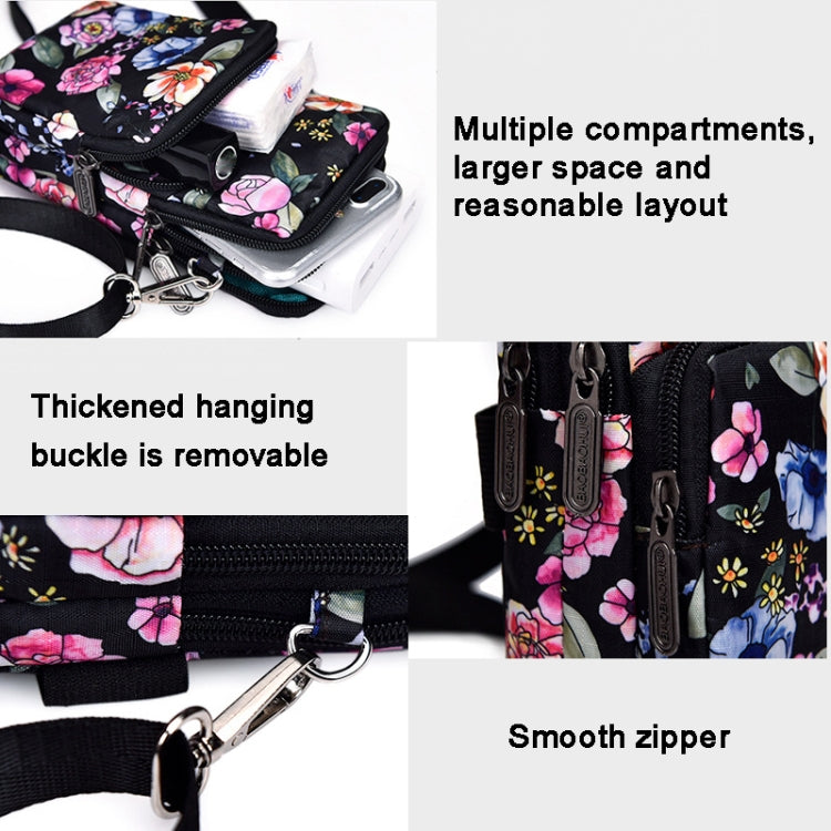 Printed Crossbody Mobile Phone Bag Mini Wallet With Arm Band, Style: Deep Blue Rose - Single-shoulder Bags by PMC TechLife | Online Shopping South Africa | PMC TechLife | Buy Now Pay Later Mobicred