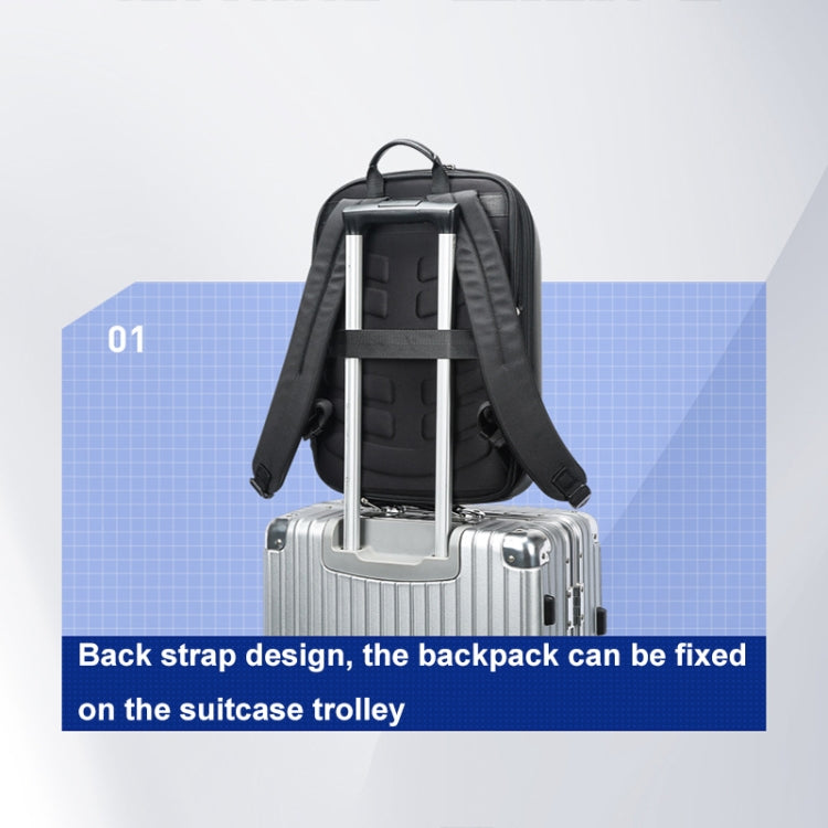 Bopai 61-122579 Large Capacity Hard Shell Password Lock Waterproof Business Laptop Backpack(Grey) - free shipping - PMC Jewellery - Order now!