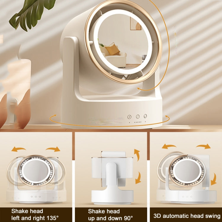 3 In 1 Multifunctional Desktop Fan with LED Light Cosmetic Mirror Rechargeable Oscillating - Electric Fans by PMC TechLife | Online Shopping South Africa | PMC TechLife | Buy Now Pay Later Mobicred