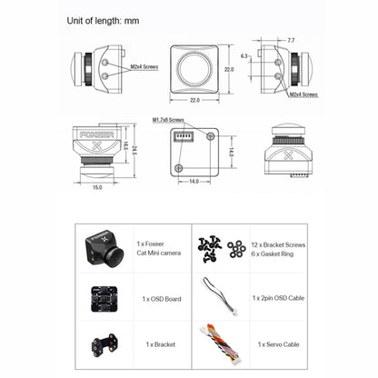 Foxeer Cat 3 Mini Black FPV Night Camera 1200TVL Starlight 0.00001Lux Camera For RC FPV Racing Drone - Camera by FOXEER | Online Shopping South Africa | PMC Jewellery | Buy Now Pay Later Mobicred