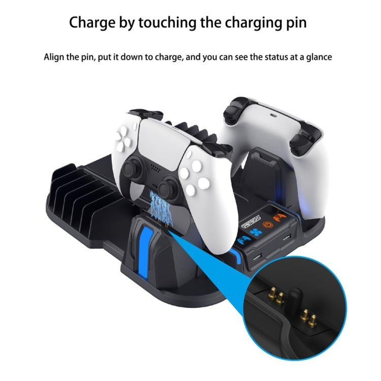 For Sony PS5 Slim PGTECH GP-521 Handle Charging Base Host Cooling Rack With Disc Rack(White) - free shipping - PMC Jewellery - Order now!