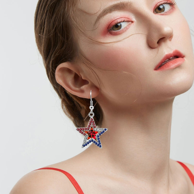 Pentagram With Zirconia Pendant Holiday Commemorative Gift, Style: Red Diamond Earrings - Necklaces & Pendants by PMC Jewellery | Online Shopping South Africa | PMC Jewellery | Buy Now Pay Later Mobicred