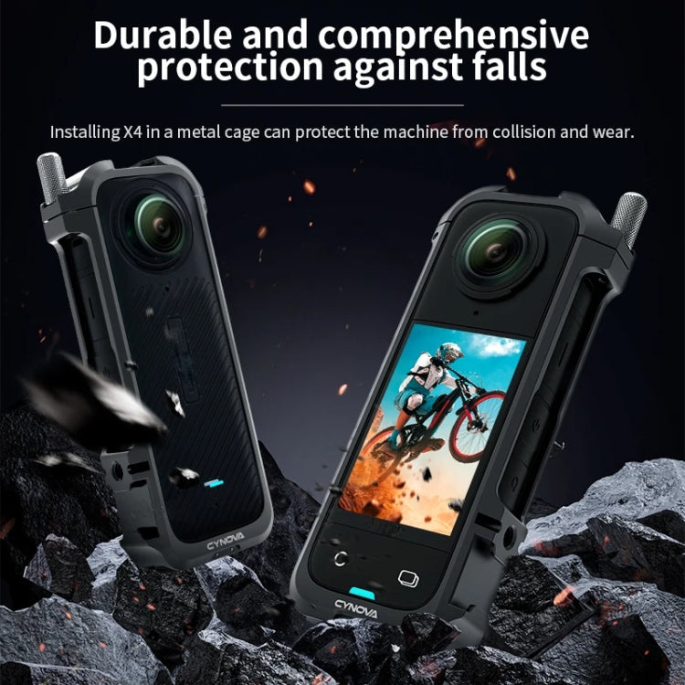 For Insta360 X4 CYNOVA Metal Rabbit Cage + Lens Cover Set Protective Accessories(Black) - free shipping - PMC TechLife - Order now!