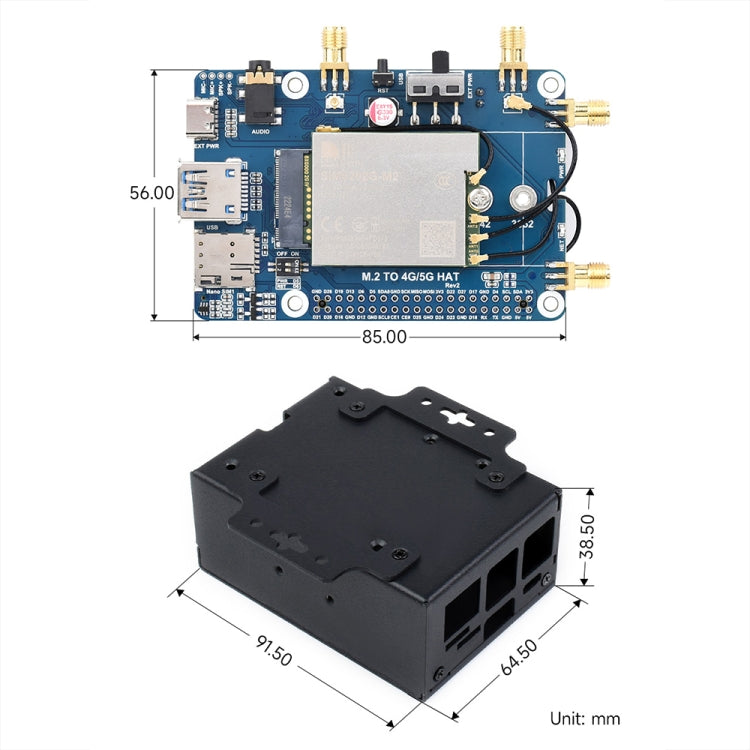 Waveshare SIM8262E-M2 5G HAT For Raspberry Pi, Quad Antennas 5G NSA, 5G/4G/3G Compatible(23254) - free shipping - PMc TechLife - Order now!