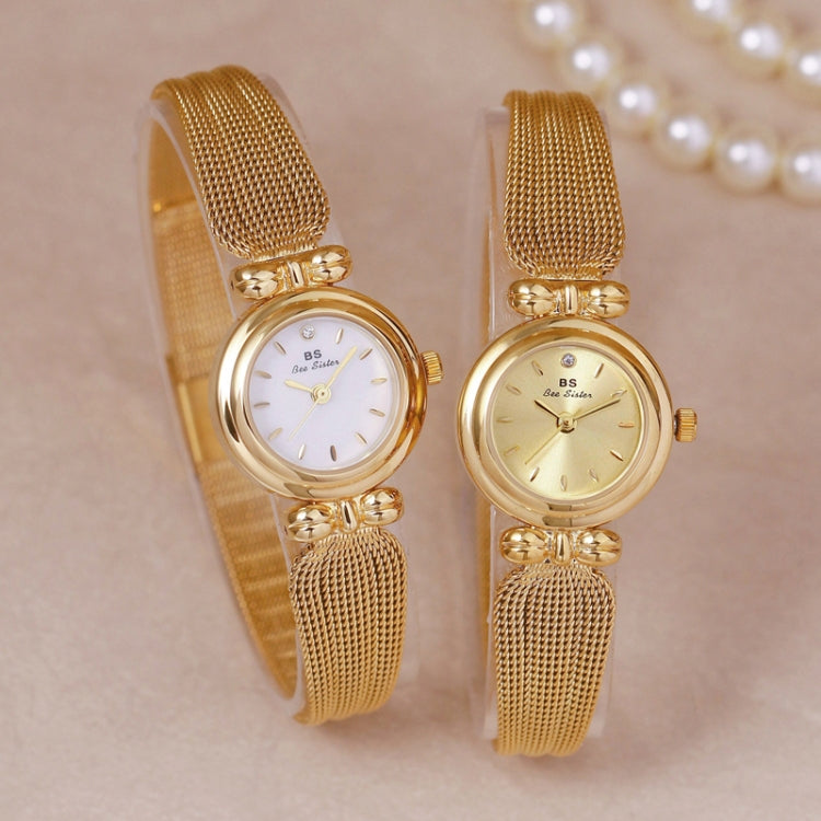 BS Bee Sister 22mm Retro Female Wrist Watch with Stainless Steel Mesh Butterfly Design Strap(Champagne Gold) - Metal Strap Watches by BS Bee Sister | Online Shopping South Africa | PMC Jewellery | Buy Now Pay Later Mobicred