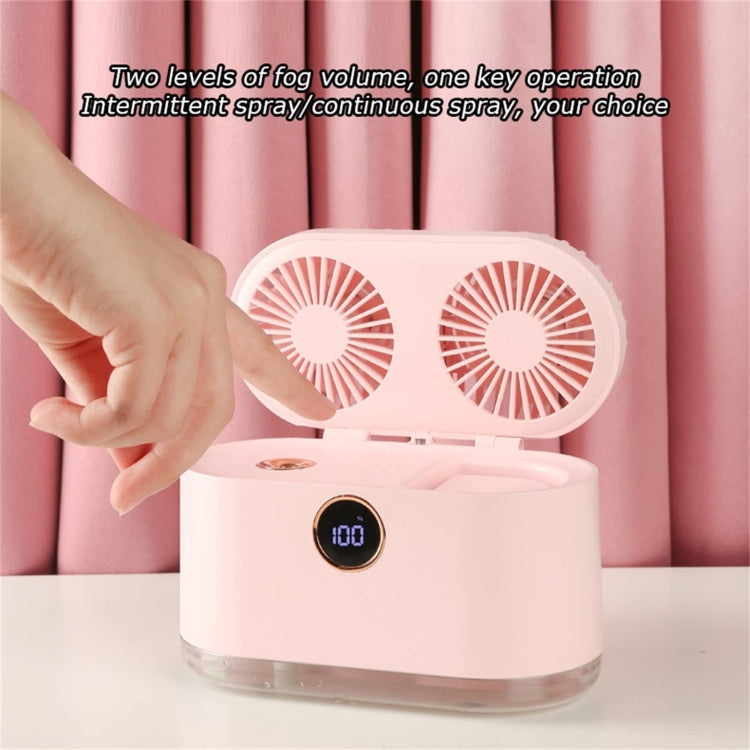WT-818 Dual-leaf Spray Smart Digital Display Desktop Fan Night Light Humidification Cooler(Pink) - Electric Fans by PMC TechLife | Online Shopping South Africa | PMC TechLife | Buy Now Pay Later Mobicred