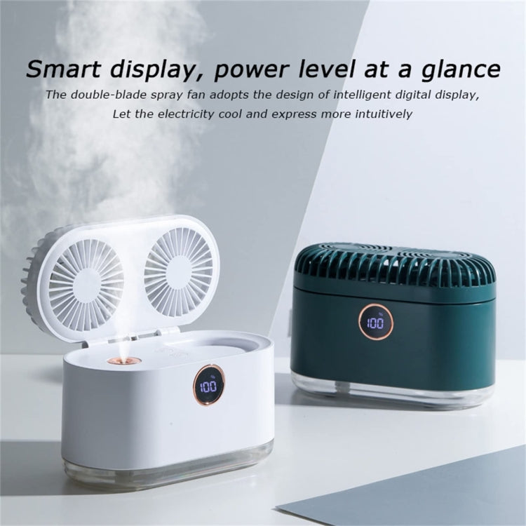 WT-818 Dual-leaf Spray Smart Digital Display Desktop Fan Night Light Humidification Cooler(White) - Electric Fans by PMC TechLife | Online Shopping South Africa | PMC TechLife | Buy Now Pay Later Mobicred