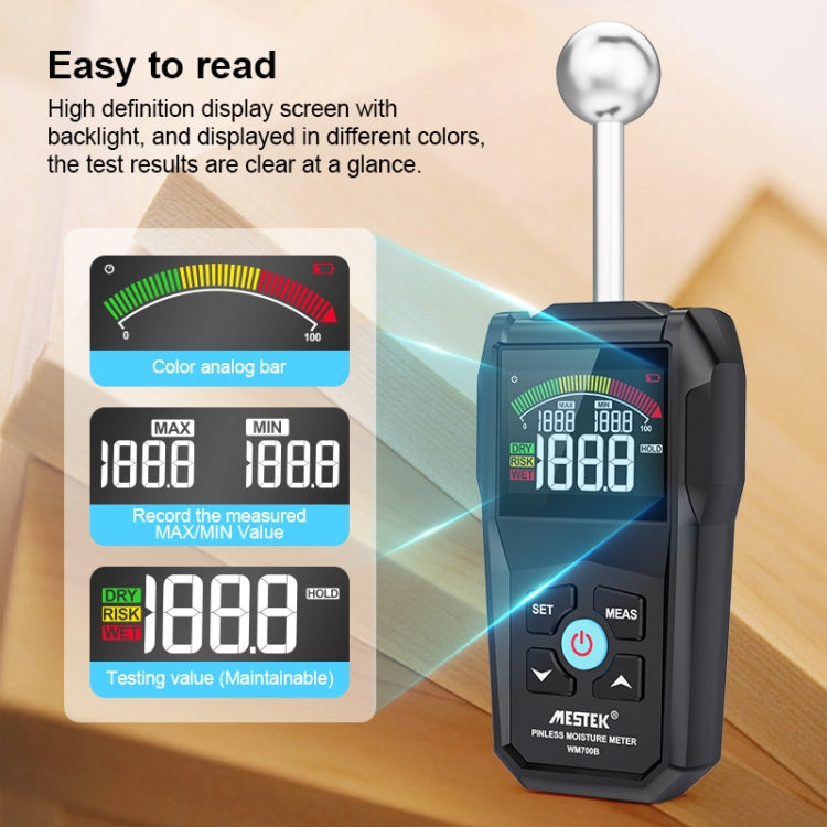 MESTEK WM700B Non -Contact Wood Moisture Detector With LCD Screen Alarm Function - PH & Moisture Meter by MESTEK | Online Shopping South Africa | PMC Jewellery | Buy Now Pay Later Mobicred