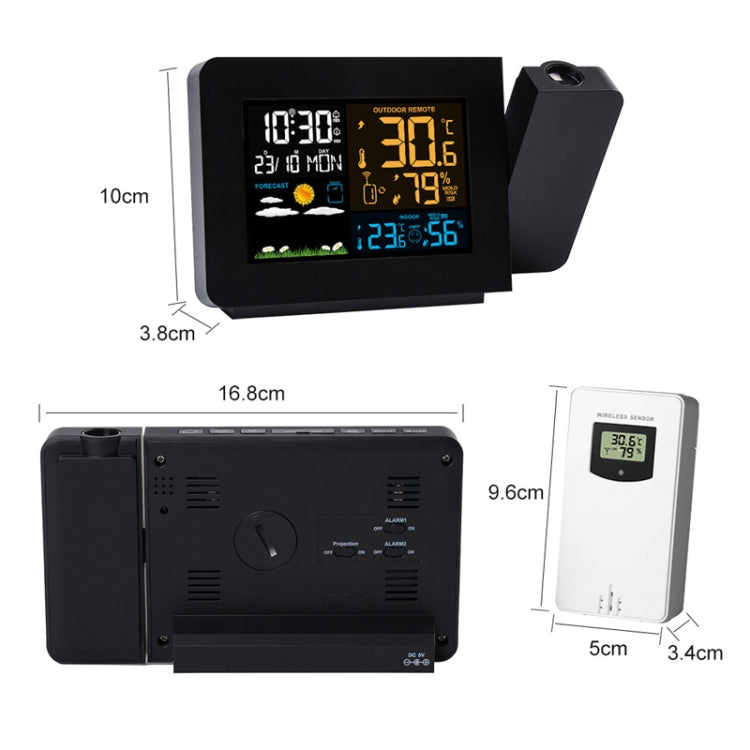 Household Color Screen Temperature And Humidity Meter Weather Forecast Projection Clock, Model: US Plug - Novelty Clock by PMC TechLife | Online Shopping South Africa | PMC TechLife | Buy Now Pay Later Mobicred