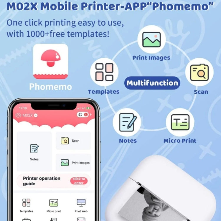 Phomemo M02X Inkless Pocket Printer Bluetooth Thermal Portable Sticker Maker Machine(White) - free shipping - PMC TechLife - Order now!