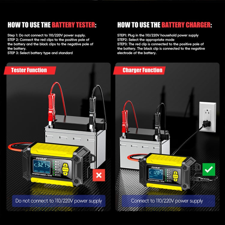 FOXSUR Cars Motorcycles 12V Lithium Cattery Charger With Battery Detection(US Plug) - free shipping - PMC TechLife - Order now!