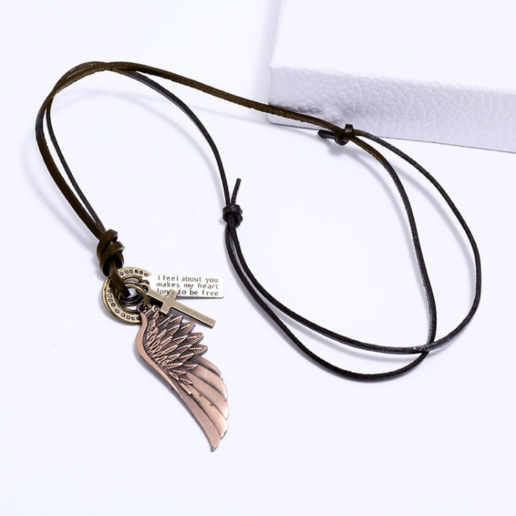 Personalized Angel Wings Pendant Adjustable Simple Long Necklace(Red Bronze) - Necklaces & Pendants by PMC Jewellery | Online Shopping South Africa | PMC Jewellery | Buy Now Pay Later Mobicred