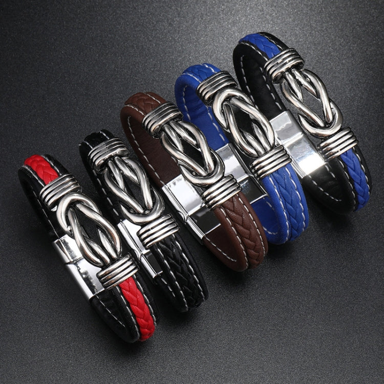 Simple Alloy Magnetic Clasp Leather Bracelet Personalized Braided Bracelet, Style: Black And Red 22.5cm - Bracelets by PMC Jewellery | Online Shopping South Africa | PMC Jewellery | Buy Now Pay Later Mobicred