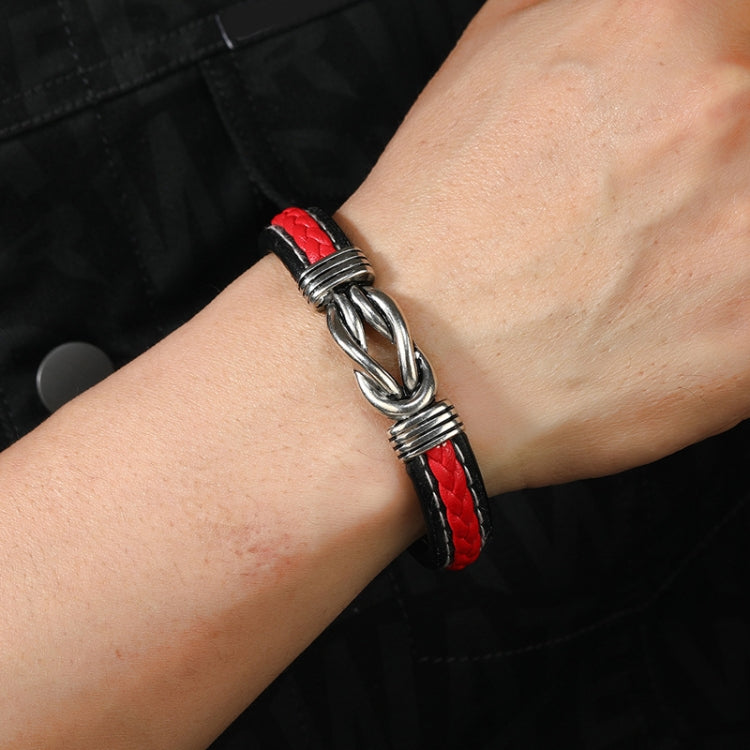 Simple Alloy Magnetic Clasp Leather Bracelet Personalized Braided Bracelet, Style: Black And Red 22.5cm - Bracelets by PMC Jewellery | Online Shopping South Africa | PMC Jewellery | Buy Now Pay Later Mobicred