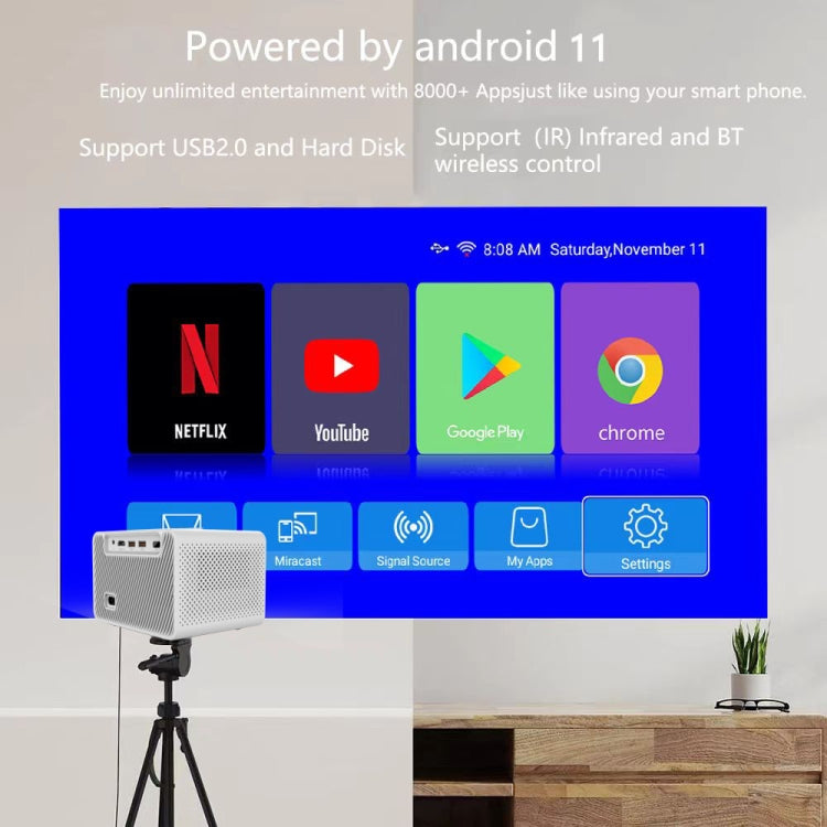 M10 Plus 1280x720P Projector 2.4G / 5G WIFI Bluetooth 5.2 Android 11 System Home Cinema US Plug - Mini Projector by PMC TechLife | Online Shopping South Africa | PMC TechLife | Buy Now Pay Later Mobicred