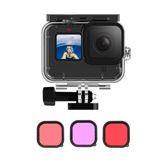 TELESIN GP-WTP-901 45m Diving Shell, For GoPro HERO12 Black / HERO11 Black / HERO10 Black / HERO9 Black Shell+Filter Set - Waterproof Cases by TELESIN | Online Shopping South Africa | PMC Jewellery | Buy Now Pay Later Mobicred