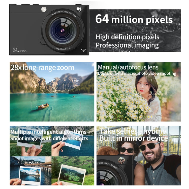 High-Definition CCD Digital Camera 64 Million WiFi Card Camera, Color: Black + Fill Light - Video Cameras by PMC TechLife | Online Shopping South Africa | PMC TechLife | Buy Now Pay Later Mobicred
