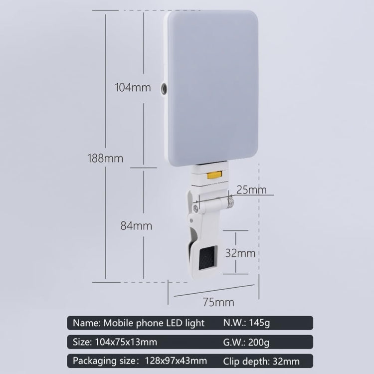 60 LEDs Rechargeable Clip Fill Light With Front & Back Clip Adjusted 3 Light Modes For Phone, Spec: A Type White - Selfie Light by PMC TechLife | Online Shopping South Africa | PMC TechLife | Buy Now Pay Later Mobicred
