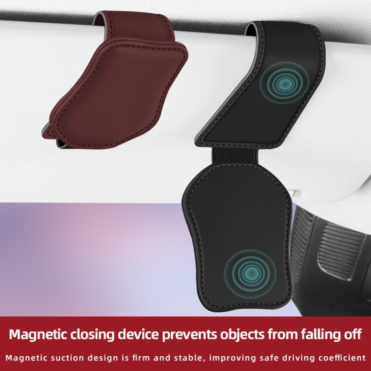 Car Eyeglasses Clip Car Leather Magnetic Closure Sunglasses Storage Bag(Grey) - Sunglasses & Glasses Clips by PMC TechLife | Online Shopping South Africa | PMC TechLife | Buy Now Pay Later Mobicred