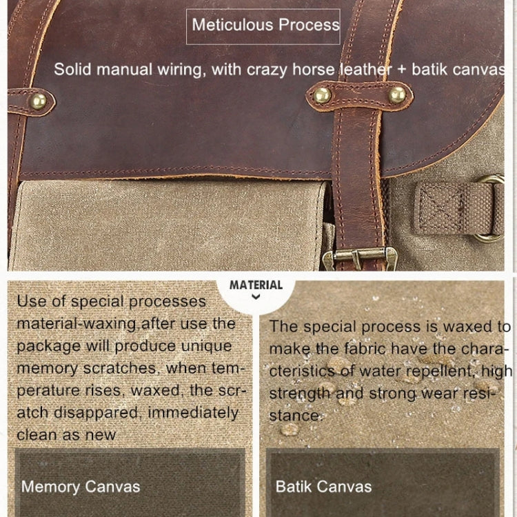 Vintage Camera Bag Waterproof  Canvas Backpack with Laptop Compartment Tripod Holder(Army Green) - Backpack by PMC TechLife | Online Shopping South Africa | PMC TechLife | Buy Now Pay Later Mobicred