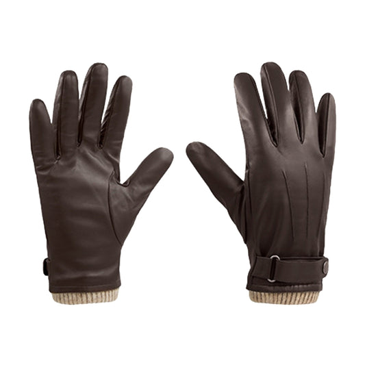 Autumn And Winter Padded Leather Gloves Business Simple Outdoor Sports Warm Gloves, Size: S(Brown) - Full Finger Gloves by PMC Jewellery | Online Shopping South Africa | PMC Jewellery | Buy Now Pay Later Mobicred