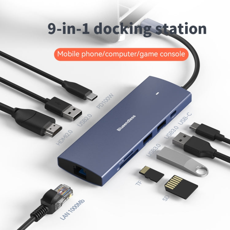 Blueendless 4K60Hz + Gigabit LAN + Data Type-C Docking Station, Spec: 6-in-1 Gray - free shipping - PMC Jewellery - Order now!