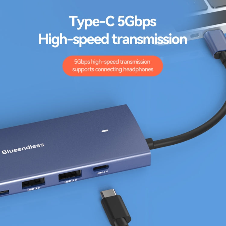 Blueendless 4K60Hz + Gigabit LAN + Data Type-C Docking Station, Spec: 9-in-1 Reading Card Blue - free shipping - PMC Jewellery - Order now!