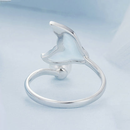 S925 Sterling Silver Ocean Style Fantasy Fishtail Open Adjustable Ring(BSR544-E) - Rings by PMC Jewellery | Online Shopping South Africa | PMC Jewellery | Buy Now Pay Later Mobicred