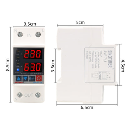 SINOTIMER SVP-718 63A Adjustable Self-resetting Intelligent Over-voltage and Under-voltage Protector 220V AC - Other Tester Tool by SINOTIMER | Online Shopping South Africa | PMC Jewellery | Buy Now Pay Later Mobicred