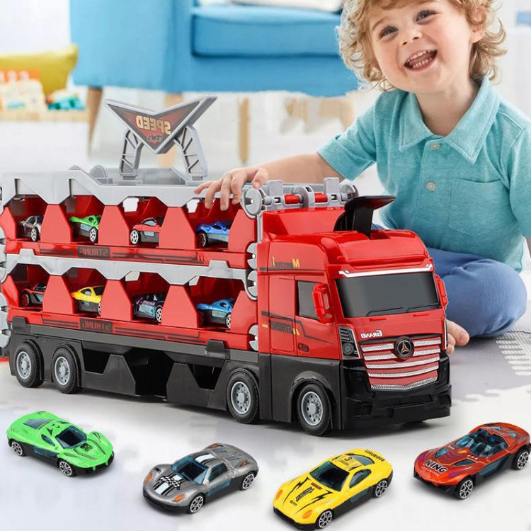 Children Transformable Ejector Truck Toys Foldable Storage Model Alloy Vehicle, Model: With 8 Cars - Model Toys by PMC Jewellery | Online Shopping South Africa | PMC Jewellery | Buy Now Pay Later Mobicred