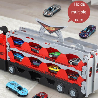 Children Transformable Ejector Truck Toys Foldable Storage Model Alloy Vehicle, Model: With 8 Cars - Model Toys by PMC Jewellery | Online Shopping South Africa | PMC Jewellery | Buy Now Pay Later Mobicred